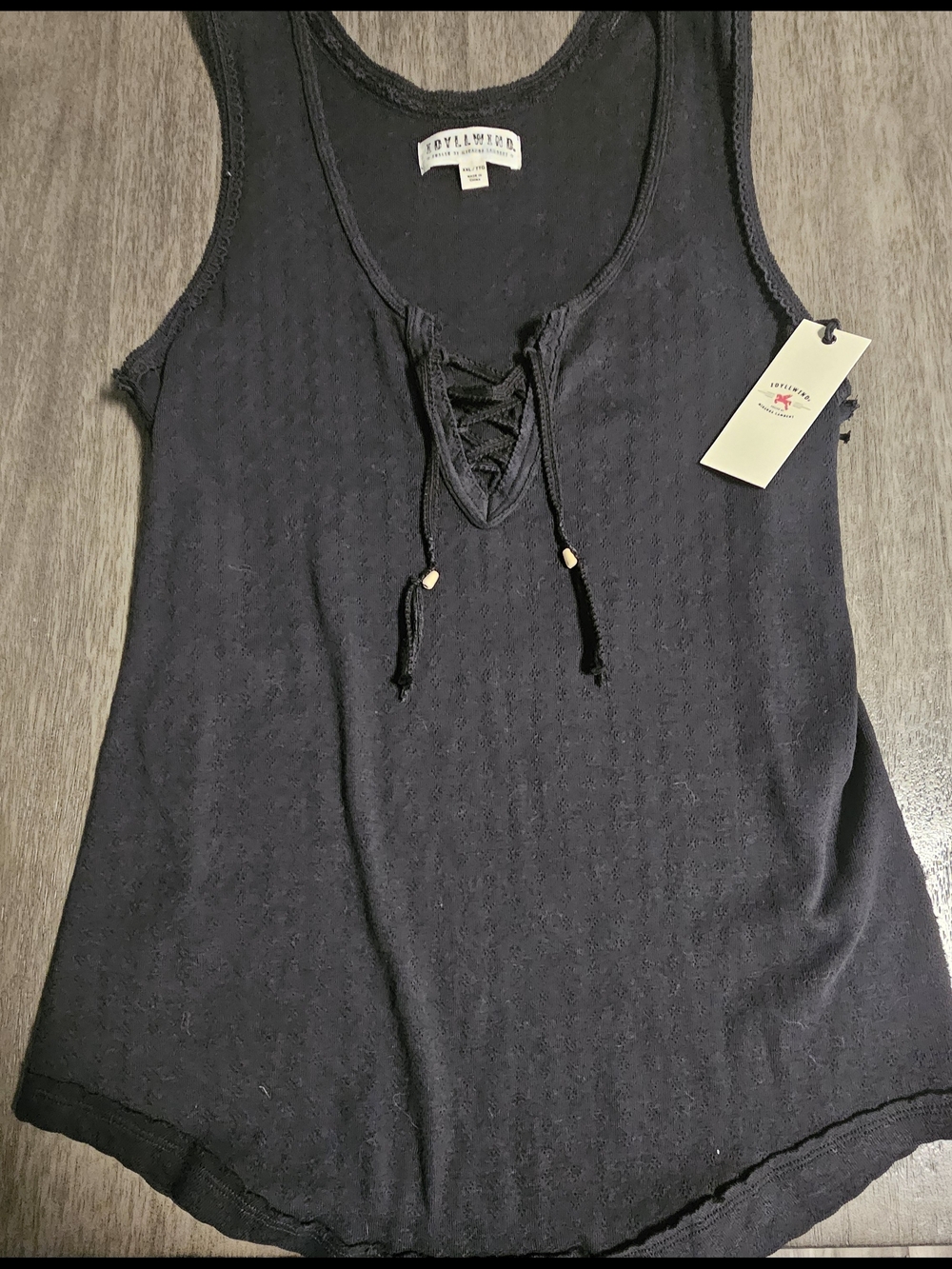 Idyllwind Black Lace-Up Knit Tank Top